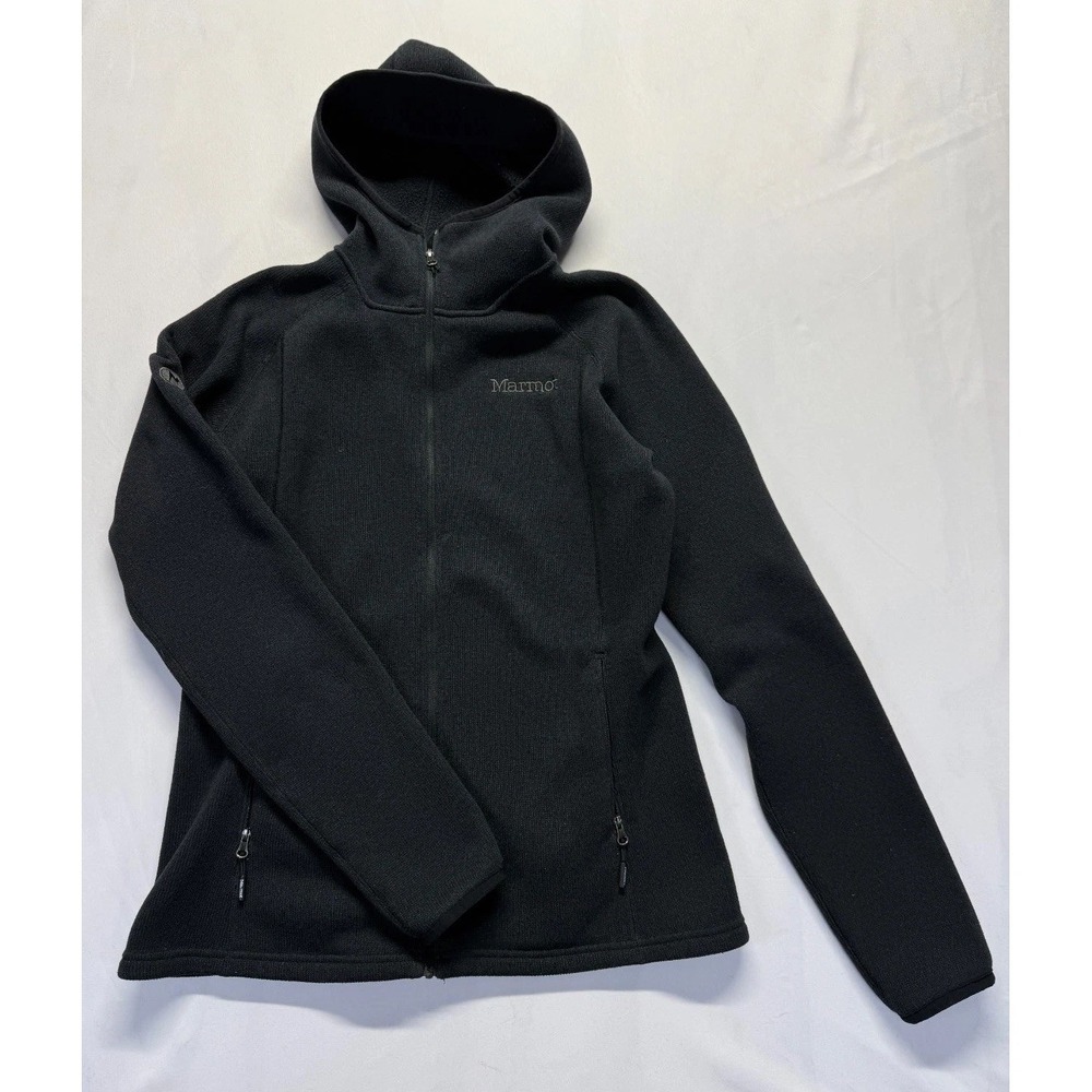 Marmot Torla Fleece Jacket Womens Medium Black Embroidered Logo Full Zip Winter